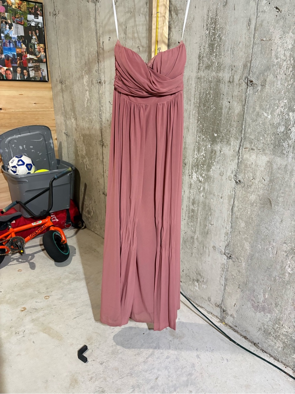 Lulu's Rosewood Strapless Chiffon Maxi Dress